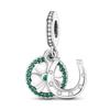 Silver Plated Green Series Avocado Pendant Four-leaf Clover Charms Beads Fit Original  Bracelet Women Jewelry