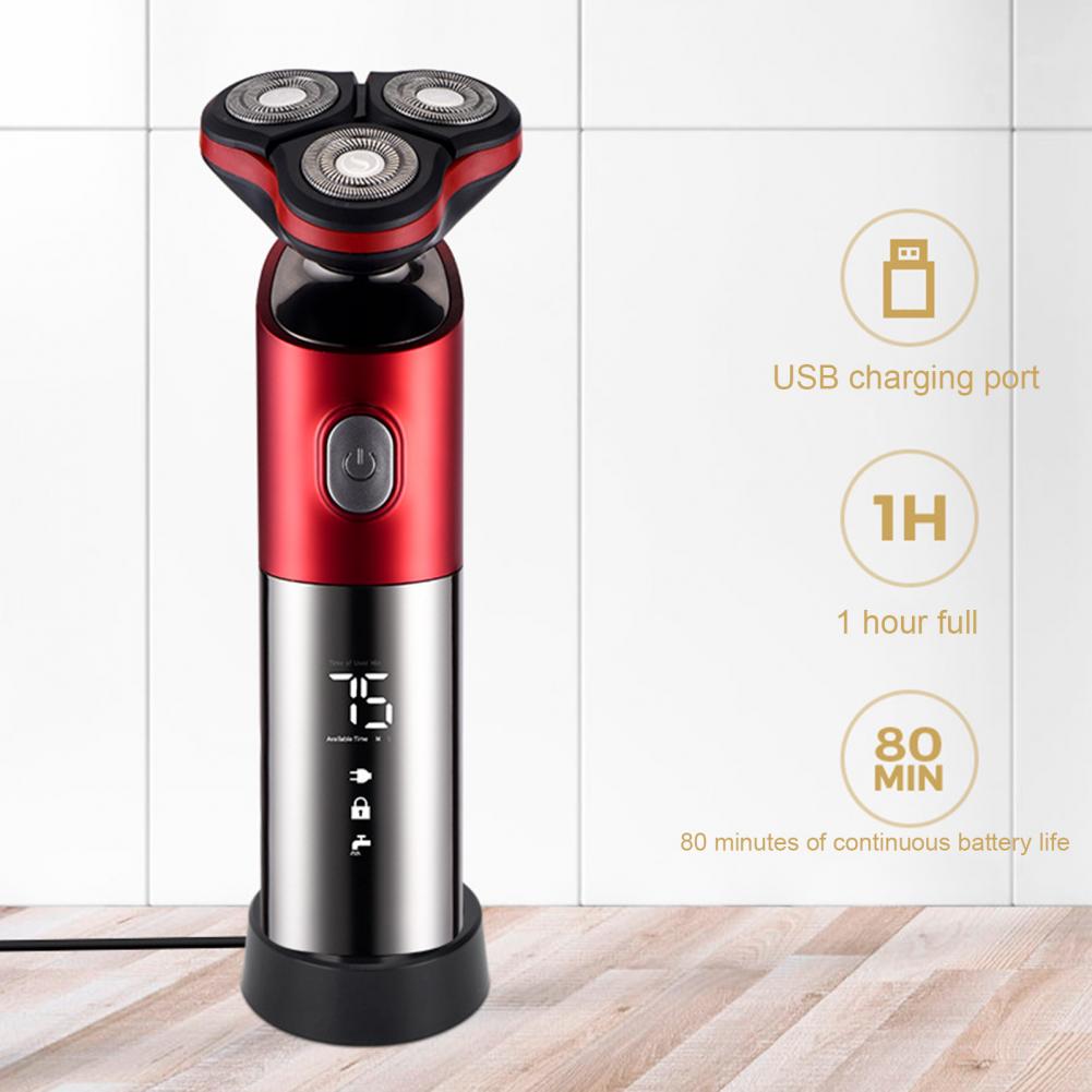 Водостойкая электрическая бритва 4 в 1, мужская бритва с 3 лезвиями, многофункциональная машинка для стрижки с ЖК-дисплеем IPX7, влажная и сухая стрижка волос в ушах, в носу