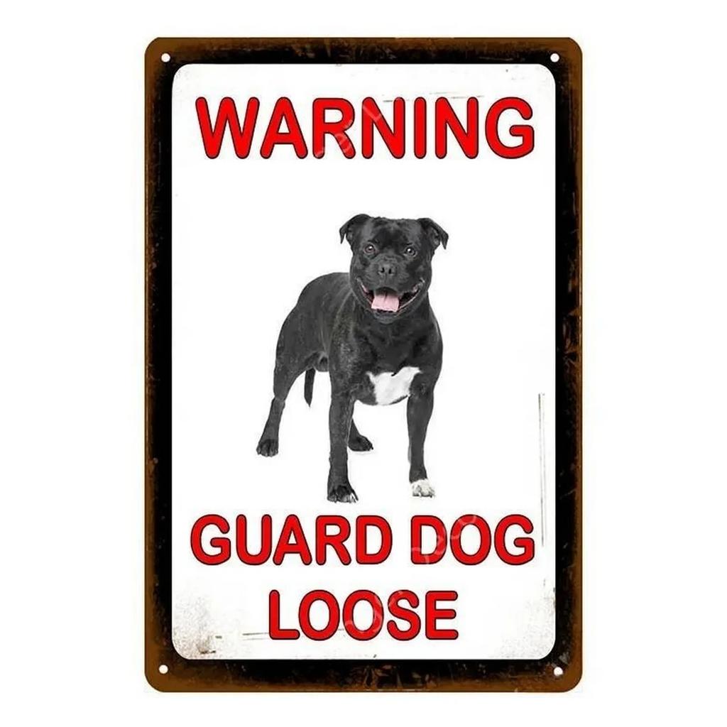 Decor Warning Vintage Metal Tin Signs Beware Dog Kisses Funny Poster Decor for Cafe Garage Bar Pub Club Man Cave Wall Decoration