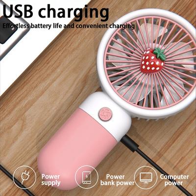 Портативный ручной вентилятор с USB-зарядкой - Милый пластиковый дизайн, Двойное использование (Ручной/Настольный), Летний охлаждающий вентилятор для детей и взрослых