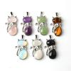 Pink Purple Stone Pendant Cute Shape Cat Jewelry Necklaces Daily Wear Cat Necklaces  Women Girl