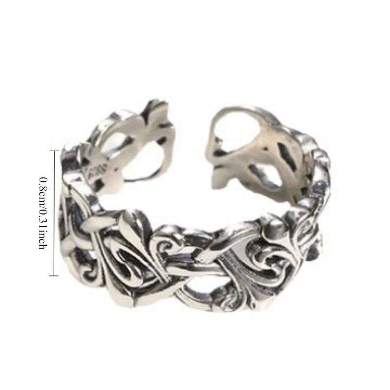 Трендовое кольцо с крестом и цветком для мужчин и женщин, персонализированное ретро в европейском и американском стиле, парное кольцо с открытием