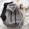 Hoodie Winter Loose Hoodie Sweatshirt Streetwear Thick Lamb Wool Bear Coat