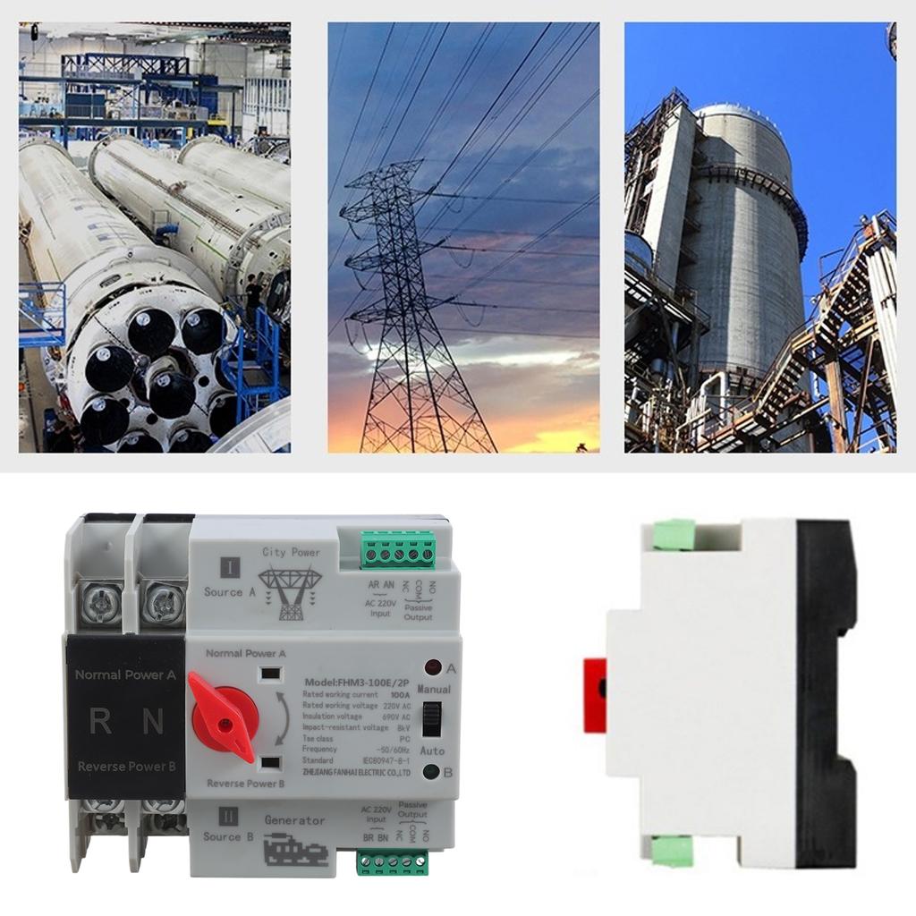 2P 100A Double Power Automatic Transfer Switch Electrical Selector Switches Generator Changeover Switch Enduring