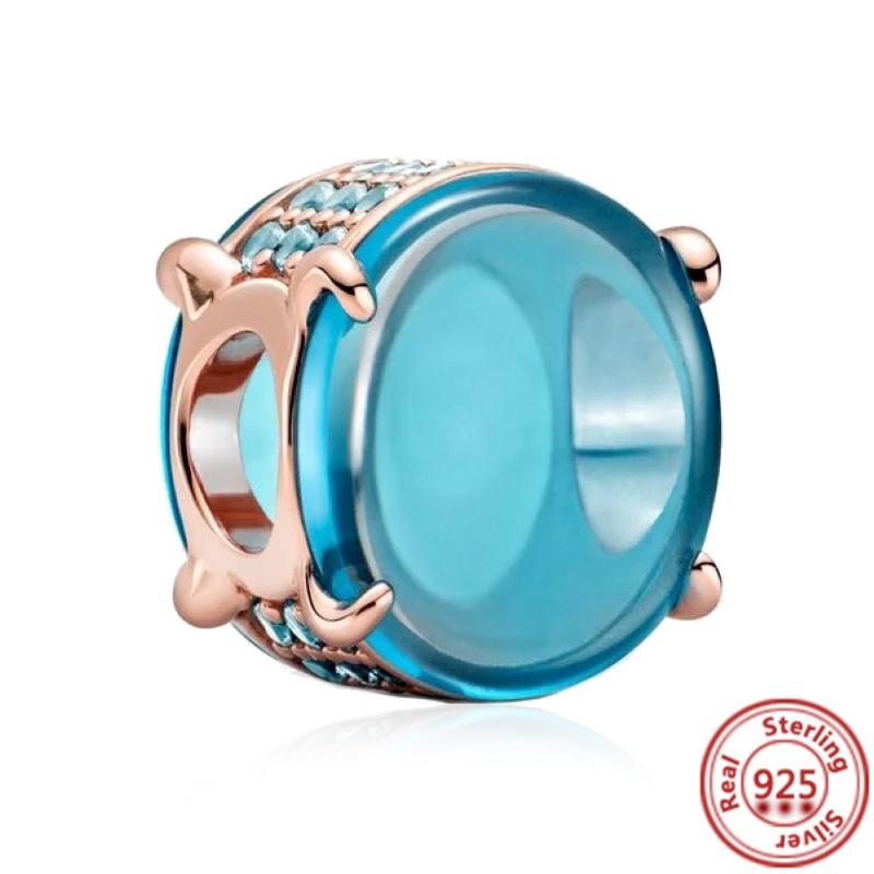 Hot Sale Rose Gold Series Pink Zircon Leaves Heart Pendant Sparkling Clip Bead Fit Charm Bracelet DIY S925 Silver Jewelry