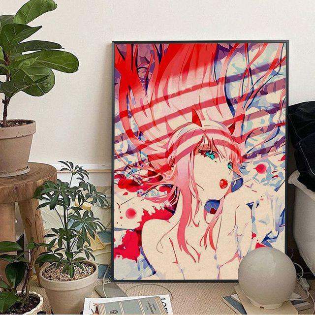 Аниме DARLING In The FRANXX плакат винтажная комната домашний бар кафе декоративная картина маслом настенное искусство