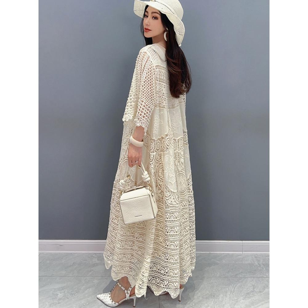 Женская мода лето весна однотонный принт с коротким рукавом и круглым вырезом свободная талия повседневные платья