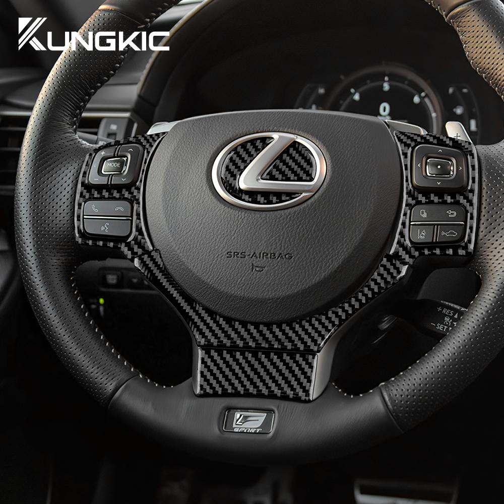 Внутренняя отделка из настоящего углеродного волокна для Lexus RC300 RC350 RC200T 2015-украшение наклейки на руль автомобиля