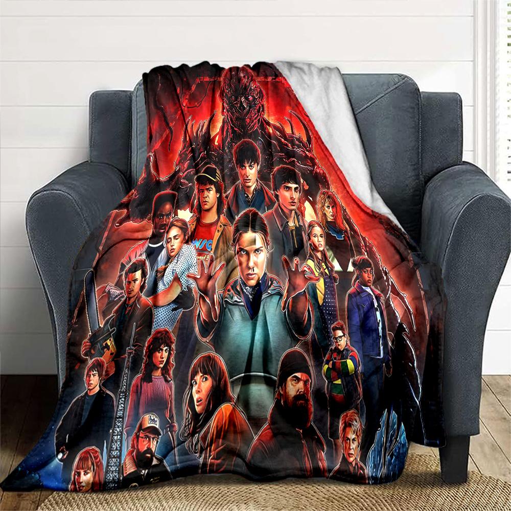 Stranger Things Scifi Poster Flannel Blanket Super Soft Warm Cozy Blanket for Sofa Bed Office Travel All‑Season Home Decor Gift