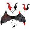 3Pcs/Set Demon Horn Hair Band Halloween Cosplay Props Funny Demon Wings Set  Costume Party