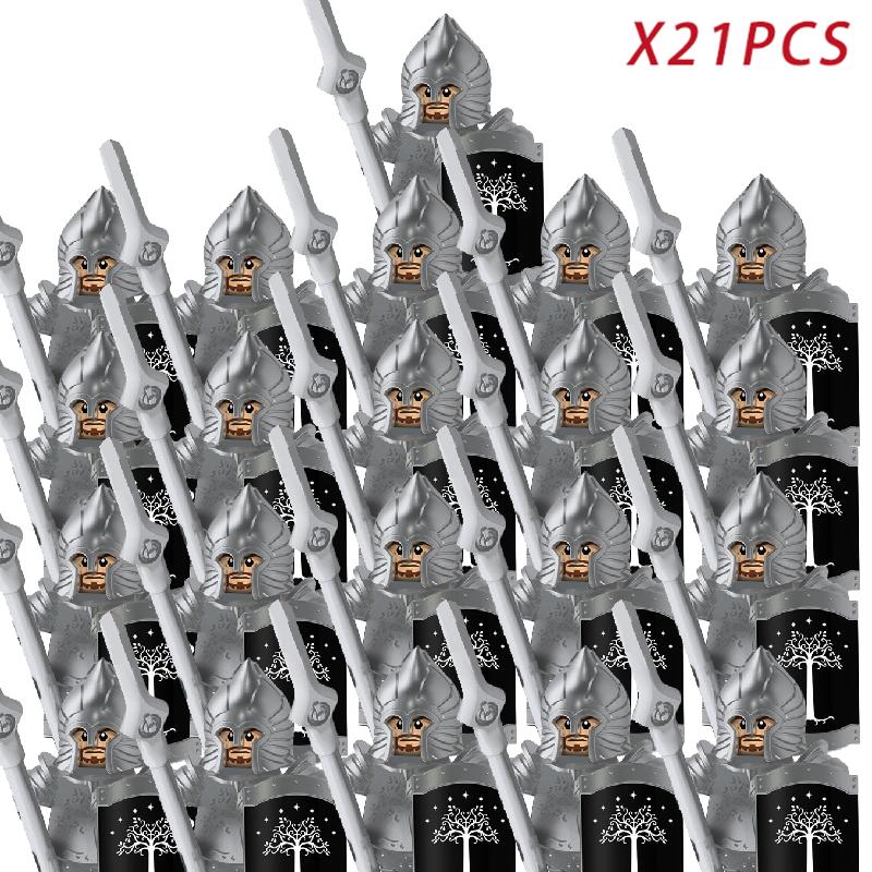 21 шт. MOC Фигурки Игрушка Средневековый Рыцарь Солдат Строительные блоки Кирпичики Подарок