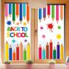 Красочные наклейки на окна в виде карандашей для детского сезона возвращения в школу, украшение стеклянных окон класса, электростатические, не оставляющие следов наклейки на окна
