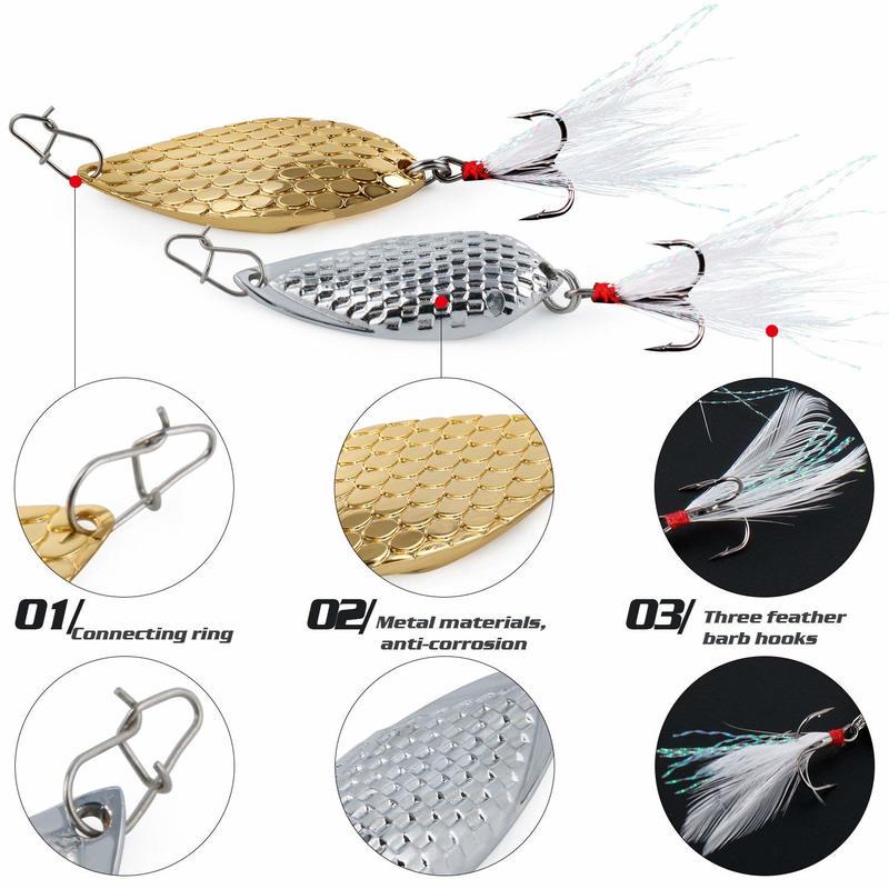 Рыболовные приманки-ложки, 5 шт. приманки-ложки для окуня форели с пластиковой коробкой для пресноводной рыбалки