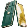 Silicone Case - Booling - for Samsung Galaxy S22 - Heart Pattern - Flexible - Anti-Scratch - Night Green