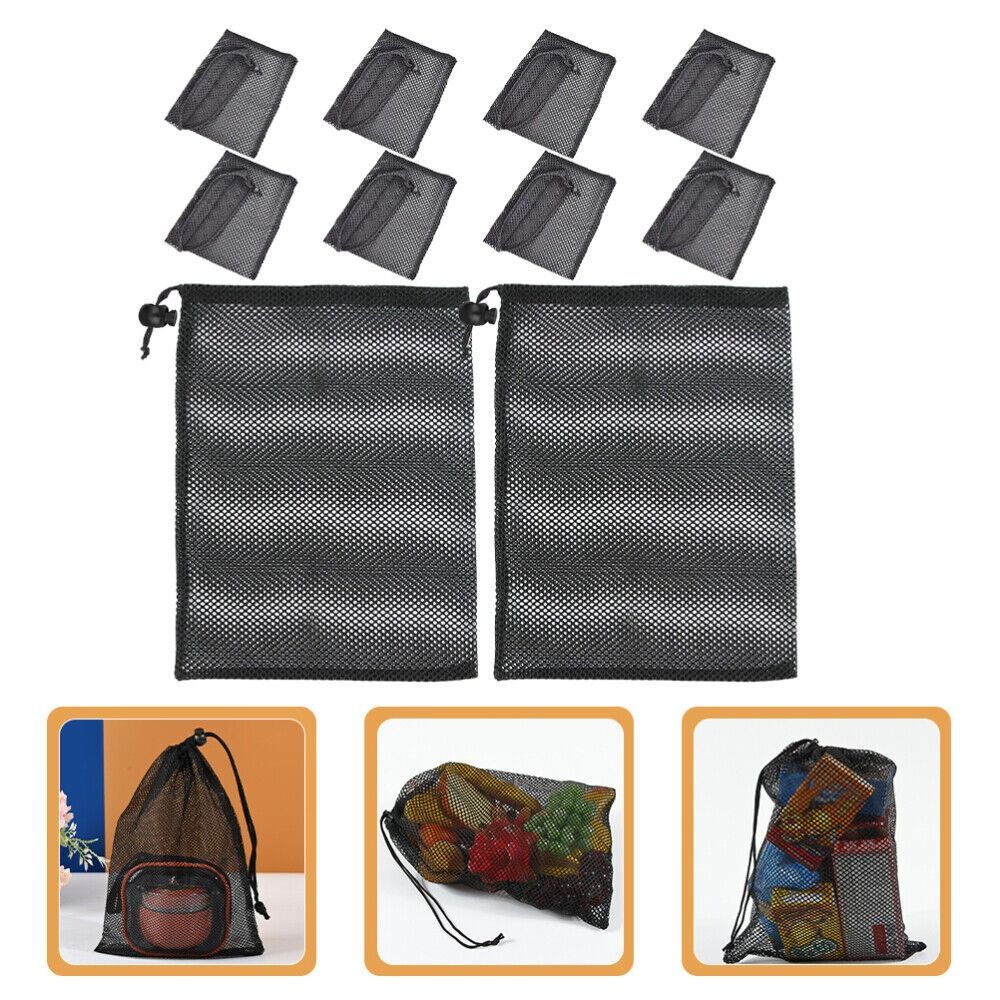 with Cord Lock Closure Small Mesh Bags Durable Black Pouch Mesh Drawstring Bags for Beach Games