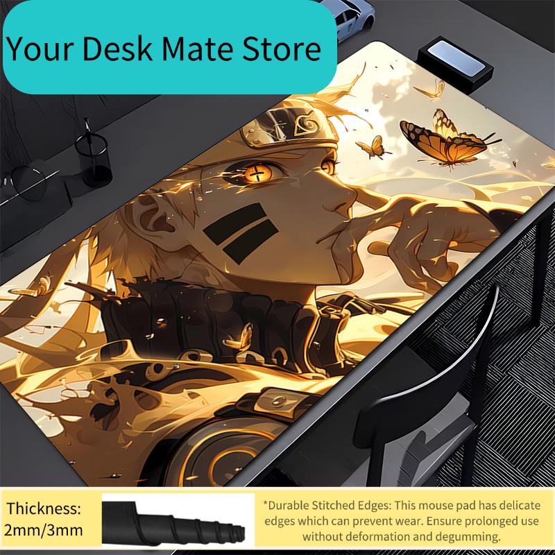 Mouse Pad Office Naruto Uzumaki Gamer PC Computer HD Print Desk mat Keyboard Anime Gaming Accessories Edge White Mousepad Carpet