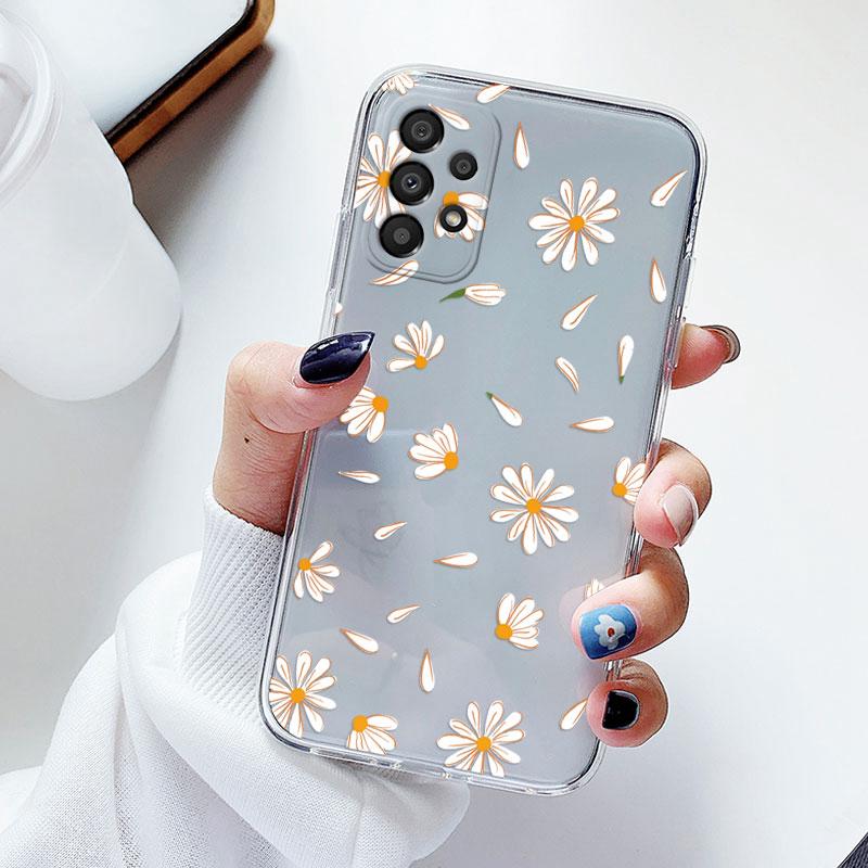 Чехол для телефона Samsung A53 5G A33 Цветочный силиконовый чехол для Samsung Galaxy A73 Fundas Coque Прозрачный мягкий Capas Цветочный ТПУ
