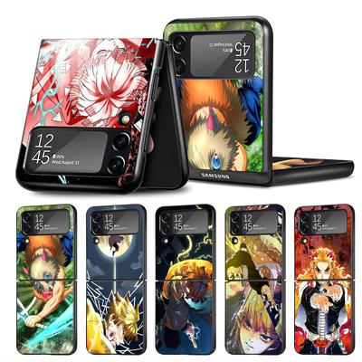 Чехол для Samsung Galaxy Z Flip 3 5G ZFlip Z Flip 4 ZFlip3 zflip Flip3 Flip4 Demon Slayer, черный защитный чехол