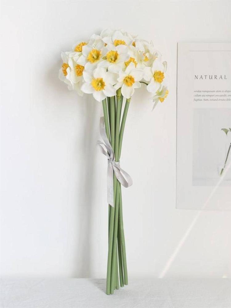 1 комплект Искусственные цветы нарциссов Искусственный цветок нарцисса Шелковые искусственные цветы Свадебный цветочный декор Букет для домашней вечеринки Свадебный офисный декор
