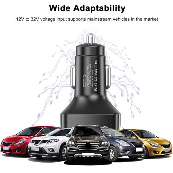Car Charger 6-in-1 Safe Charging Mini QC 3.0 3.1A 6 USB Fast Charge Automotive Charger for Automobile