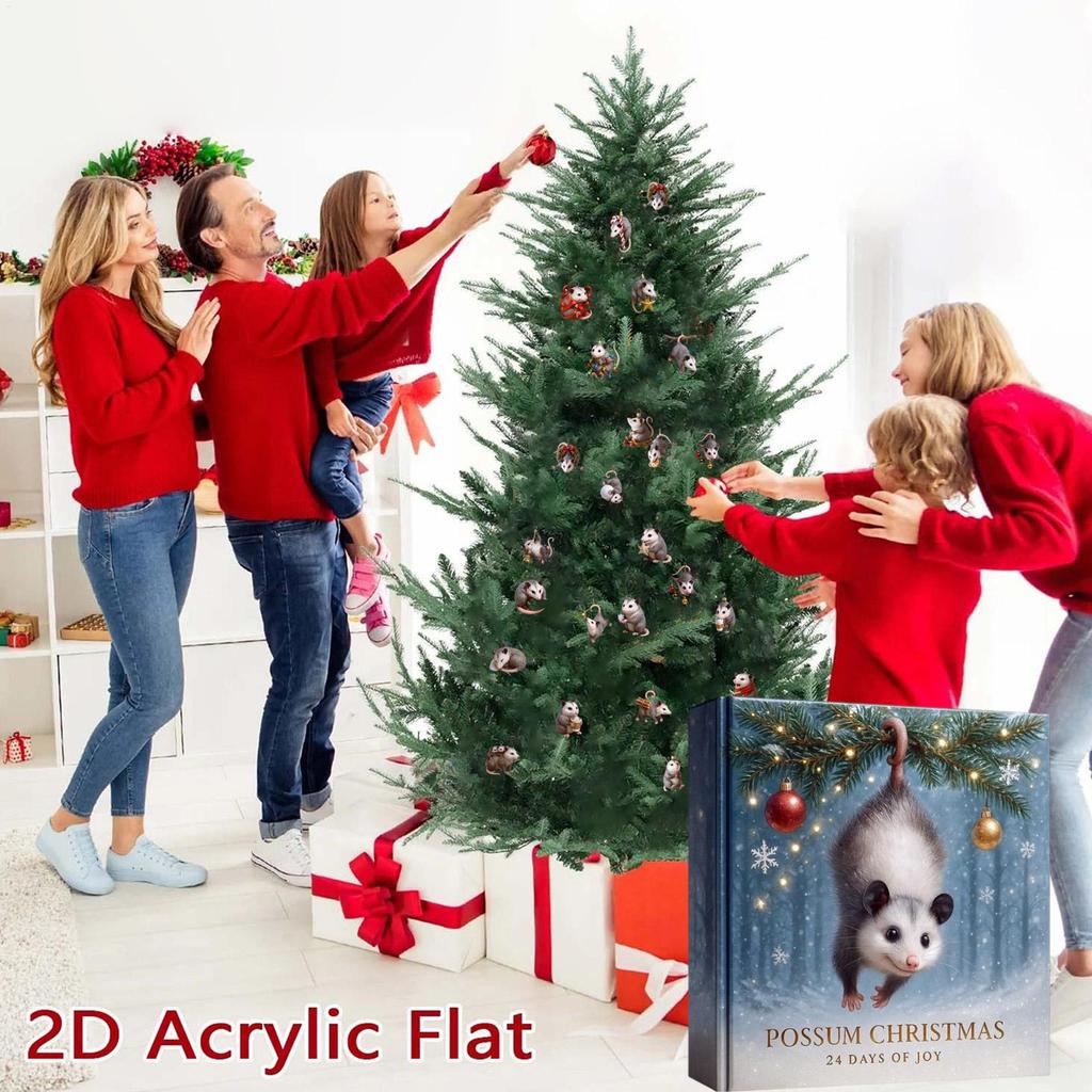 2025 Рождественский календарь обратного отсчета Опоссум 24-дневный Рождественский праздничный обратный отсчет Акриловый кулон Рождественский коллекционный подарочный набор