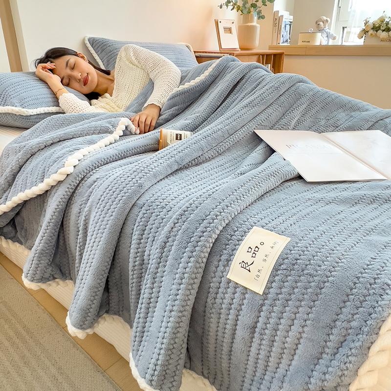 Category A Thicken Jacquard Velvet  Warm  Autumn Winter Blankets Soft Skin-friendly Warmth Sofa Blanket Warmth Comfortable Duvet