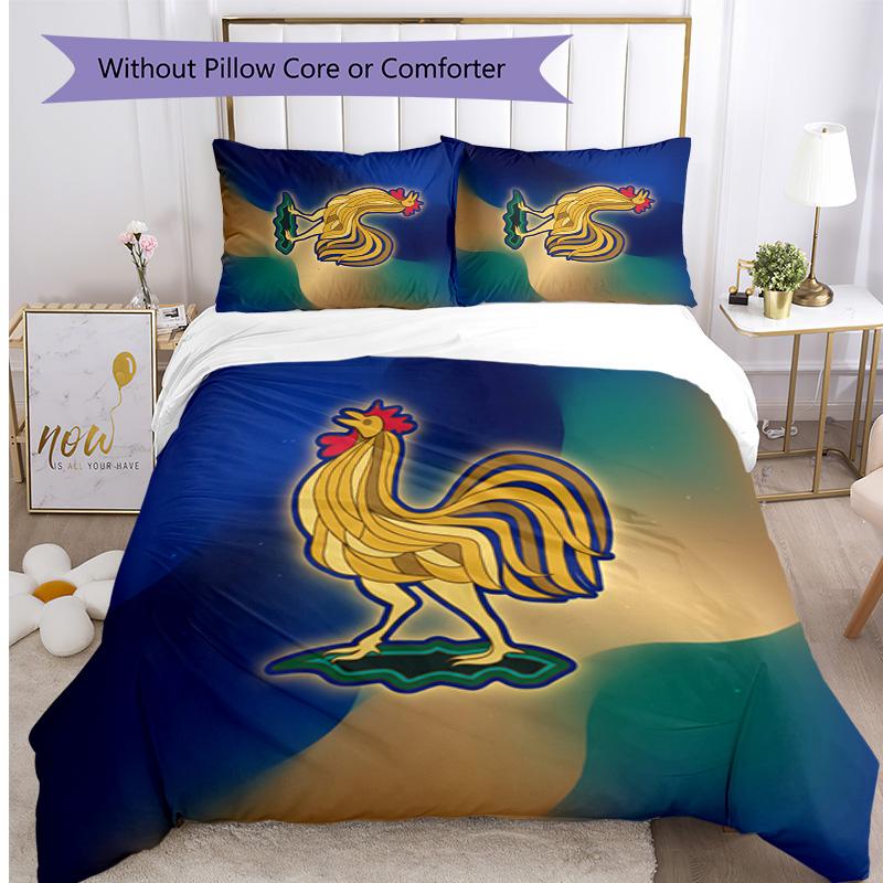 France Football Printed Bedding 3 Piece Set Cozy Breathable Bed Cover Set as Housewarming Holiday Gift