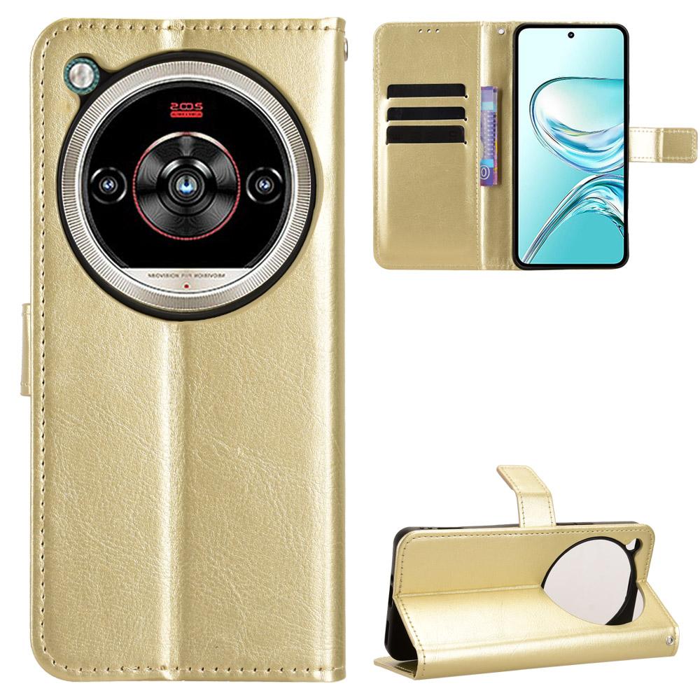 For ZTE nubia Focus 2 Ultra 5G PU Leather Case with Strap Crazy Horse Texture Phone Wallet Cover