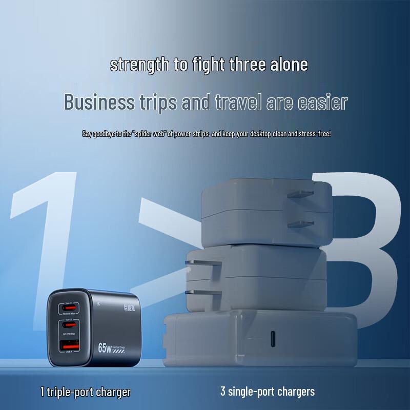 llano Быстрое зарядное устройство GaN PD мощностью 65 Вт с кабелем Type-C