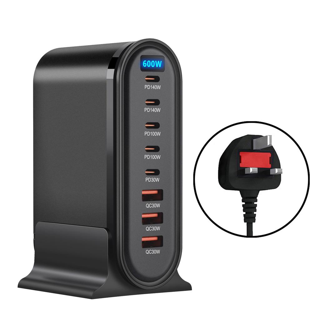 Зарядная станция 600 Вт USB C, 8 портов, USB-зарядное устройство для быстрой зарядки различных устройств, Высокоэффективный адаптер для зарядки