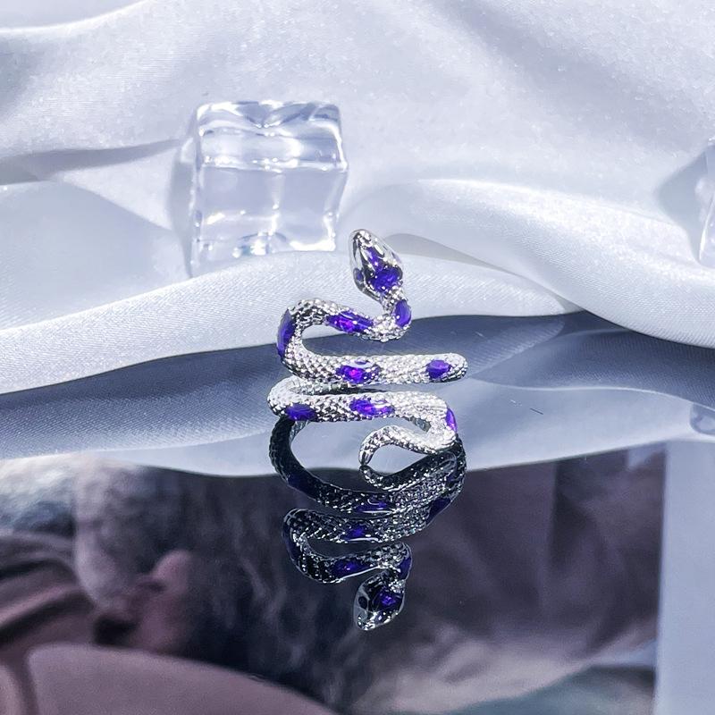 Simple Fashion Textured Serpentine Drop‑Glaze Open Ring Versatile Temperament Niche‑Design Light‑Luxury Daily Gift