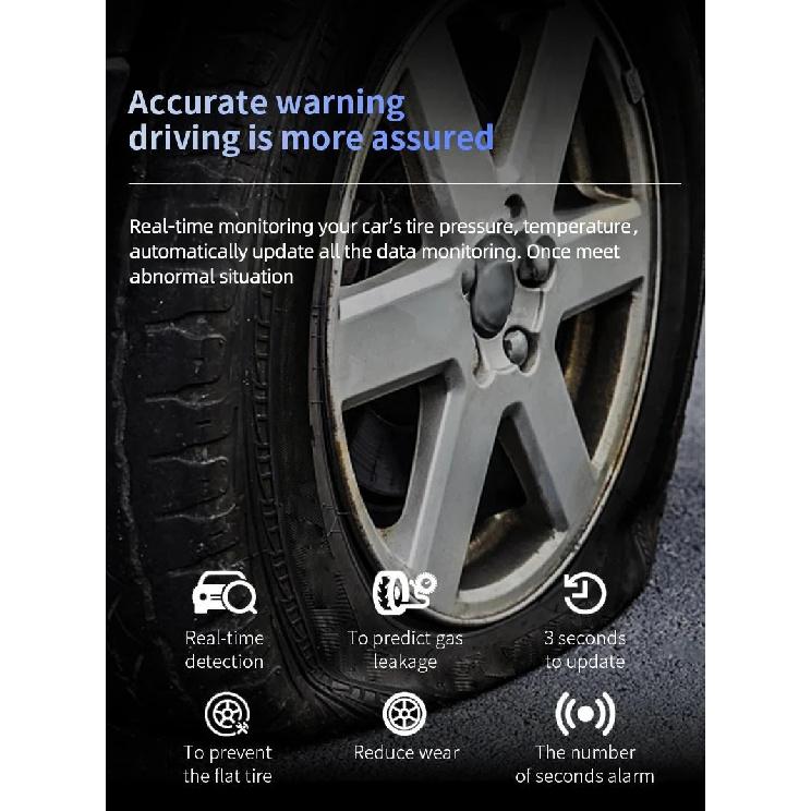 ACCEO Solar TPMS Car Tire Pressure Alarm Monitor System Intelligent Tyre Pressure Temperature Warning with 4/6 sensors MAX 8 BAR