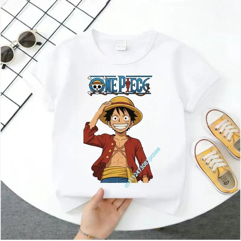 Мальчишеская толстовка One Piece 2026 - Детский повседневный топ с коротким рукавом - Летний с мультяшным принтом