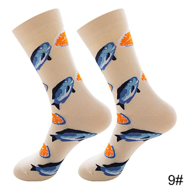 Новые осенне-зимние хлопковые носки для мужчин и женщин, модные трендовые носки, крутые носки с рисунками животных и фруктов