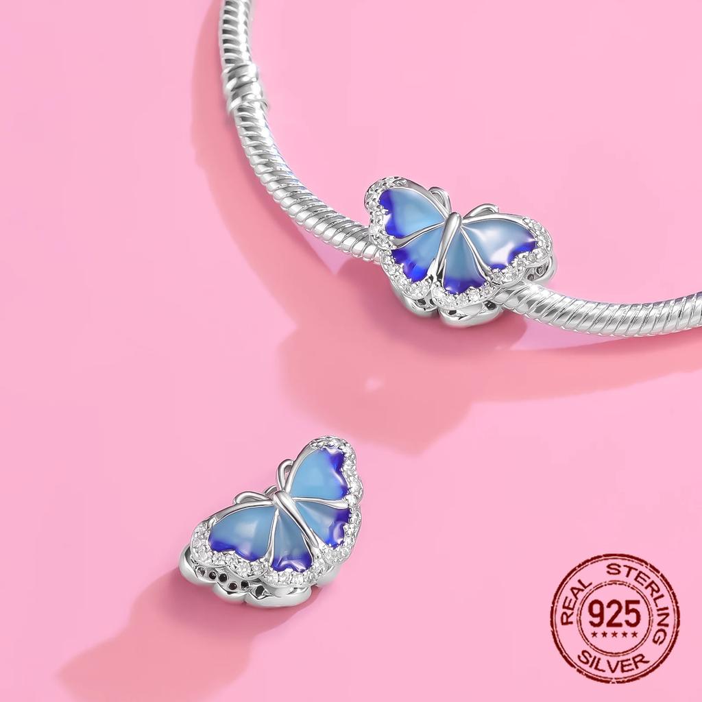 Copper Classic Purple Heart Shape Dragon Pegasus Butterfly Charms Beads Fit 3Mm Original Bracelet Diy Jewelry Gift