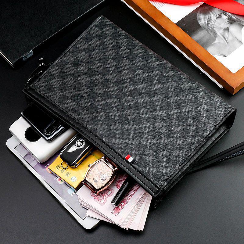 Мужской деловой клатч и косметичка с клетчатым принтом 2025