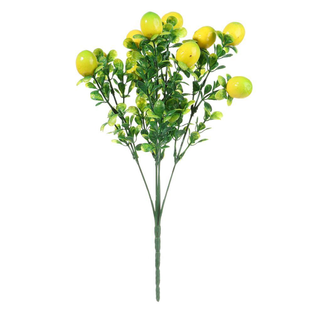 Centerpiece for Home Greenery Decoration Lemon Tree Artificial Fruit Lemon Branch with Green Leaves