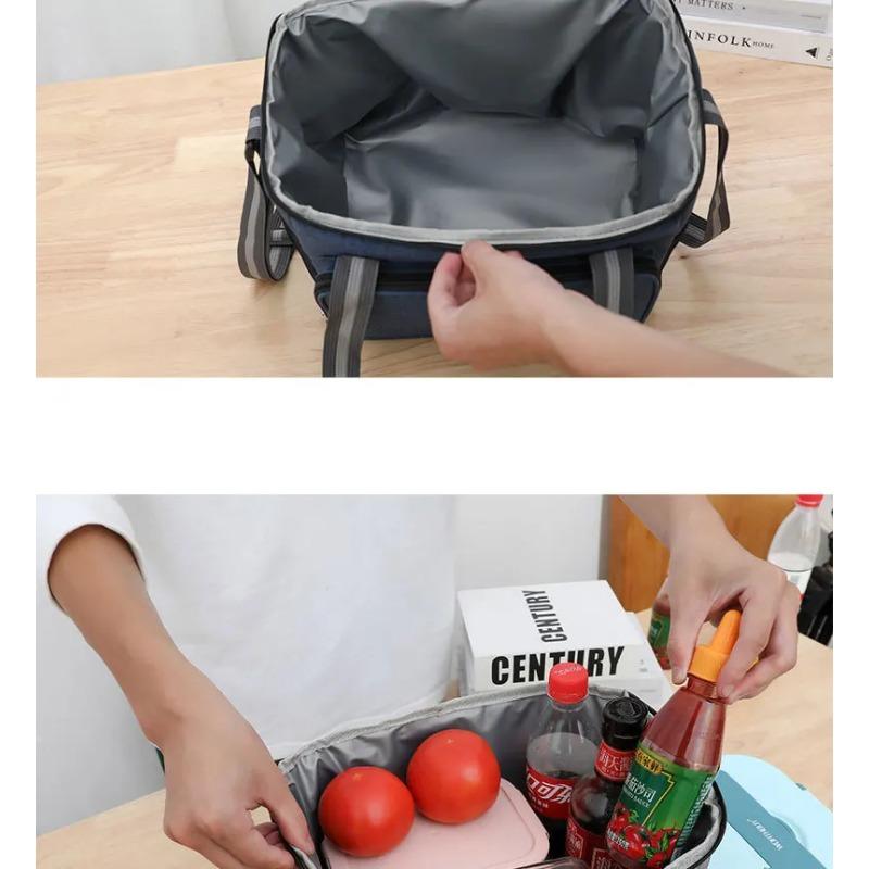 Gray 15L Portable Large Insulated Lunch Bag Shoulder Carry Outdoor Picnic Lunch Bag Waterproof Leak-proof Thickened Handheld