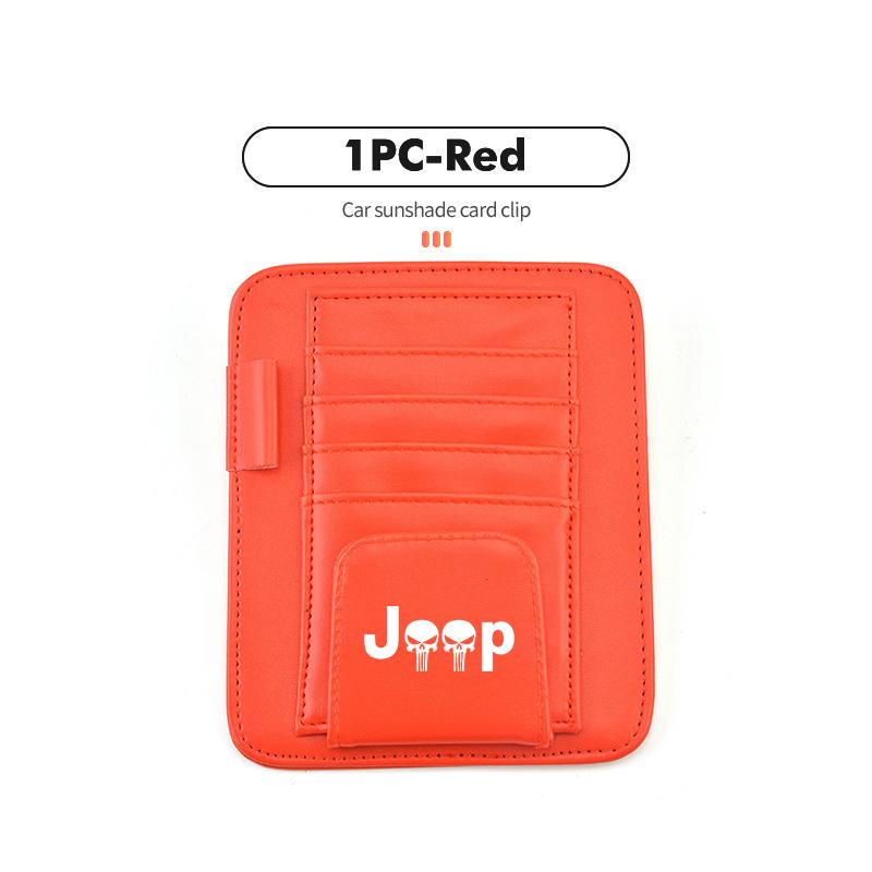 AKI2 Car Sunvisor Storage Clip Multi-Pocket Card Ticket Clip Organizer Interior Accessories For Jeep JK JL JKU TJ YJ CJ Wrangler