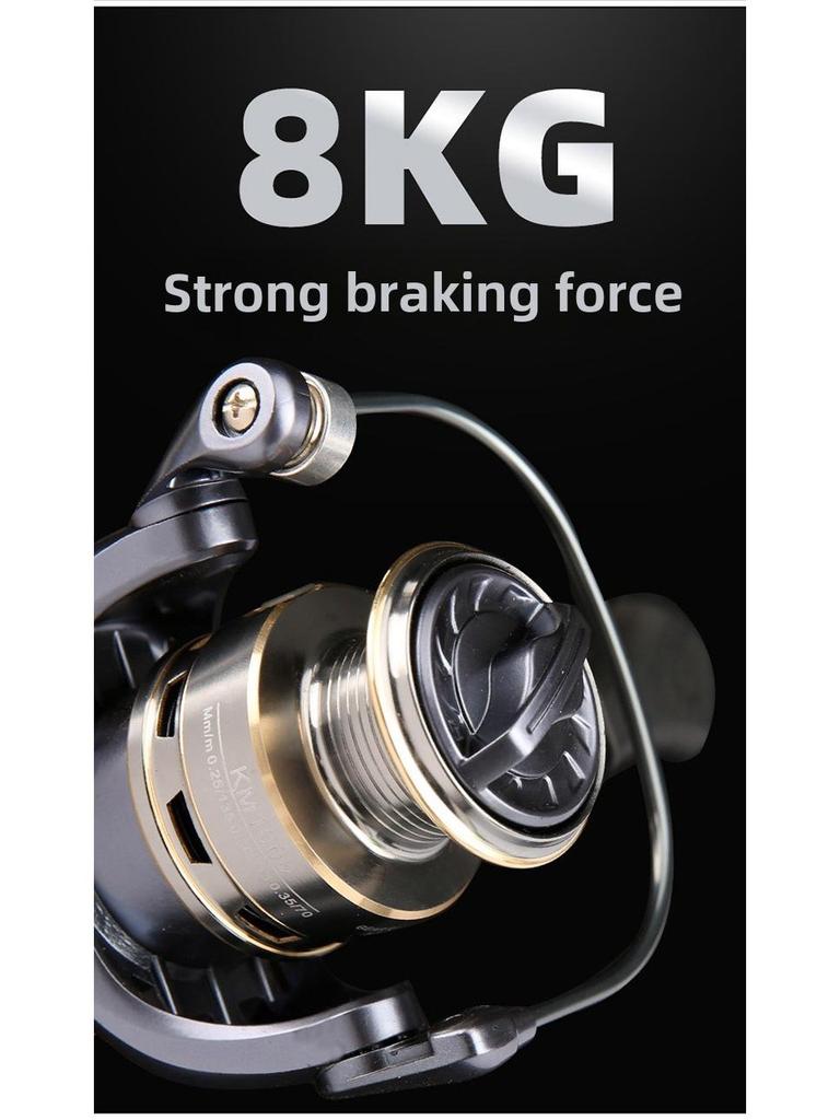 Катушка для спиннинга с металлической головкой и двойным коромыслом для дальних забросов, идеально подходит для морской рыбалки.