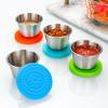 6Pcs Sauce Cup Set Leak-Proof Stainless Steel Containers with Silicone Lids Reusable Condiment Cups