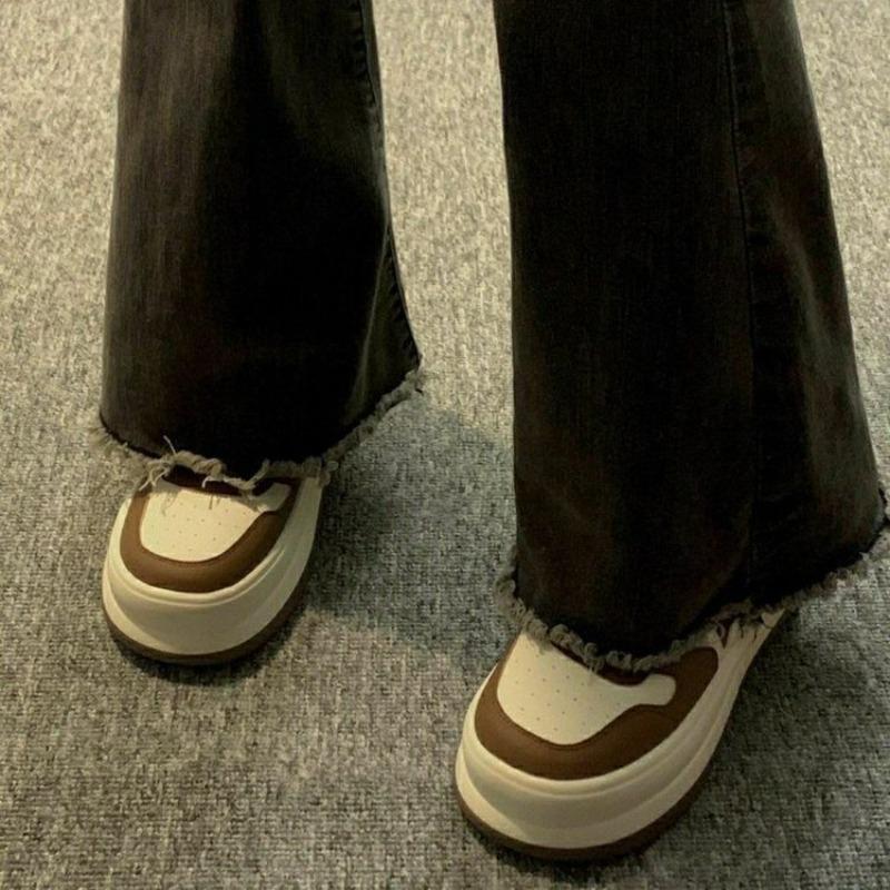 Мода 2024 года, новые женские повседневные туфли, кожаные кроссовки для папы, толстые кроссовки на плоской толстой подошве, белые кроссовки для ходьбы в корзине