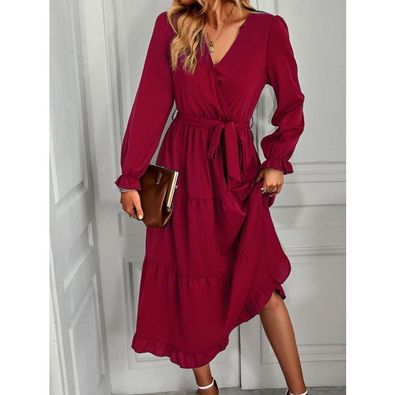 Spring Women's Solid Colour Swing Casual Dress Long Dresses