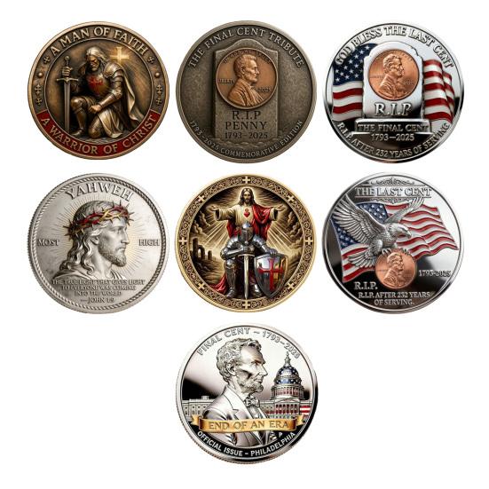 Финальная монета-цент к столетию Необращавшаяся Последняя отчеканенная монета-пенни Памятная монета Символический последний пенни Сувенир 3D-гравированная монета-челлендж для коллекционеров