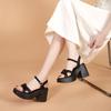 The New Summer Fashion of Thick-heeled Sandals for Women In 2025,Featuring A One-line Buckle and Thick-soled High-heeled Sandals