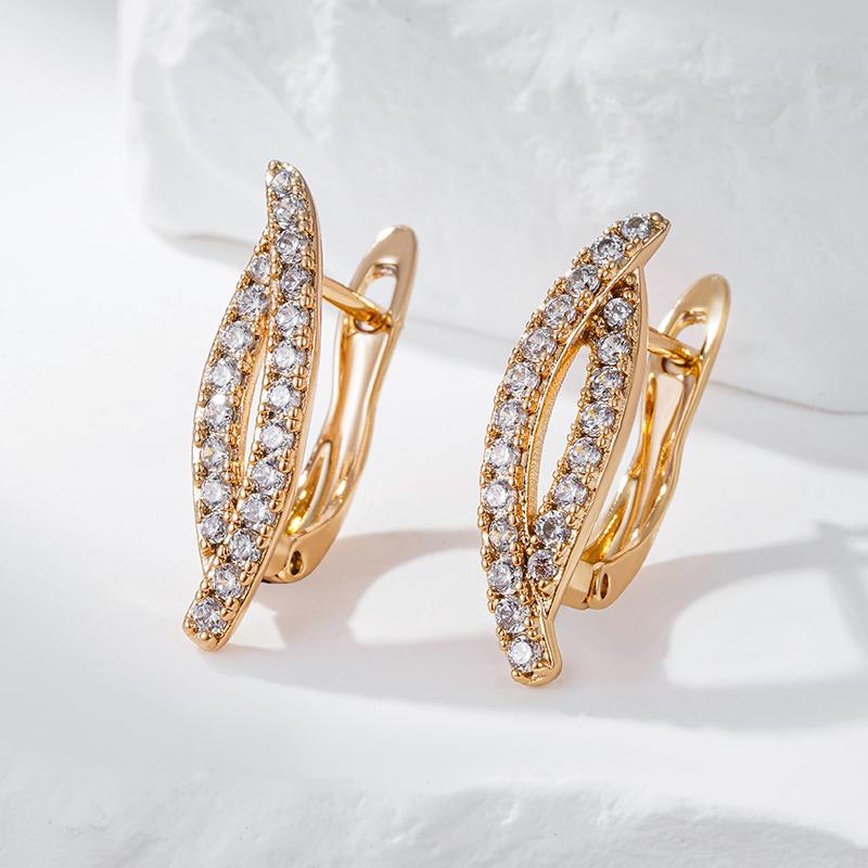 Новые серьги цвета розового золота для женщин, модные геометрические аксессуары с натуральным цирконом высокого качества для повседневной носки