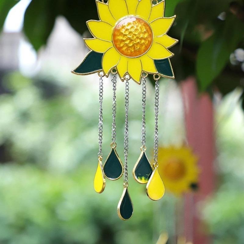 Sunflower Wind Chimes Pendant Metal  Window Windchimes Hanging Ornaments Home Outdoor Yard Garden Decoration