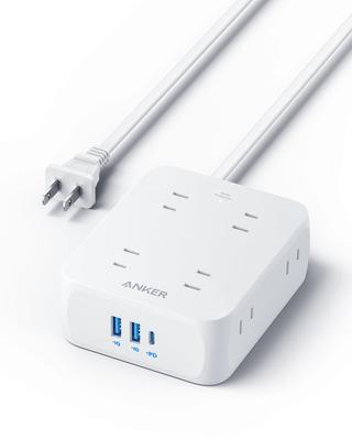 Anker USB Power Strip удлинитель переменного тока с PSE техническим с питанием от USB (11-в-1) (USB-разветвитель, разветвитель, розетка, порт USB-C, порт USB-A, шнур, 1,5 м)