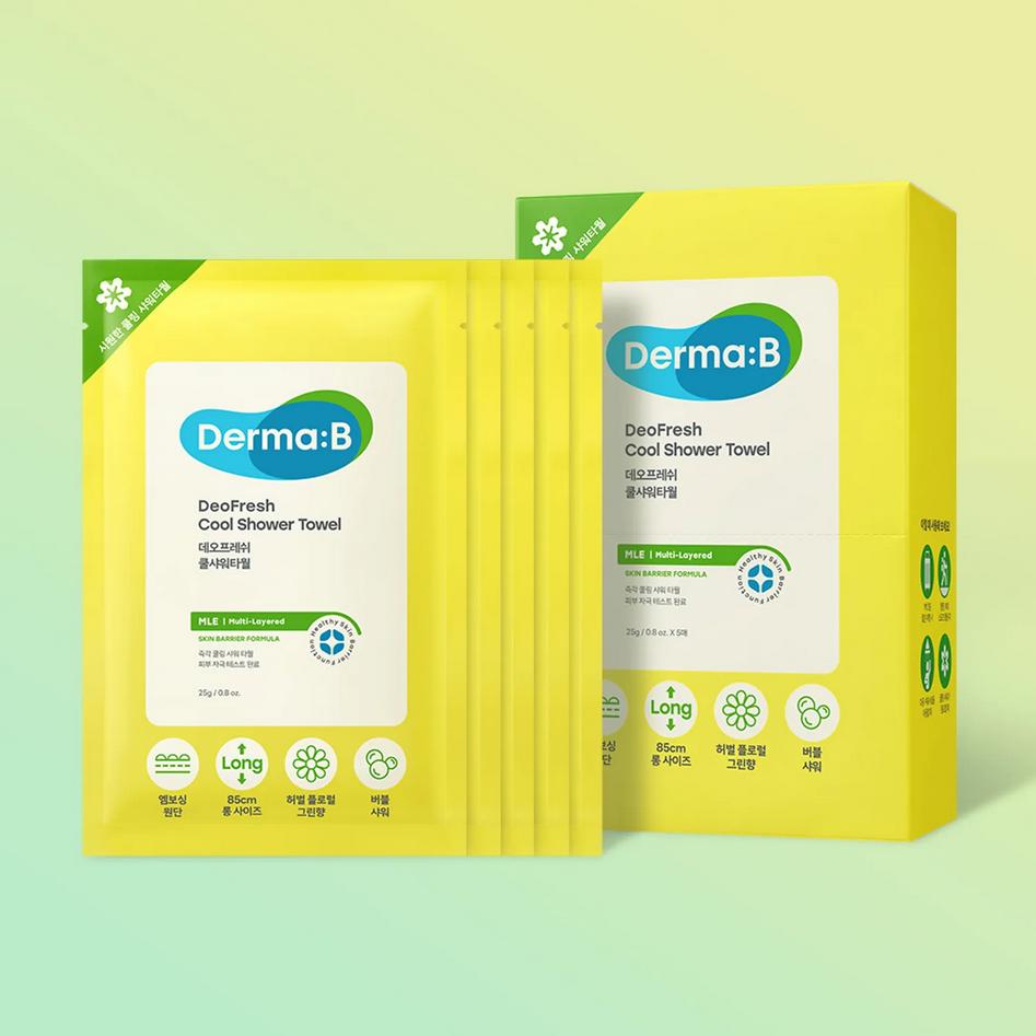 Дерма:B - DeoFresh Прохладные салфетки Набор 24 г x 5 шт. / Охлаждающие, Успокаивающие, Увлажняющие, Корейская косметика, Kbeauty