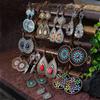 Богемные серьги сплав капля масла набор красочные ретро геометрические круглые цветочный узор милые аксессуары универсальный подарок